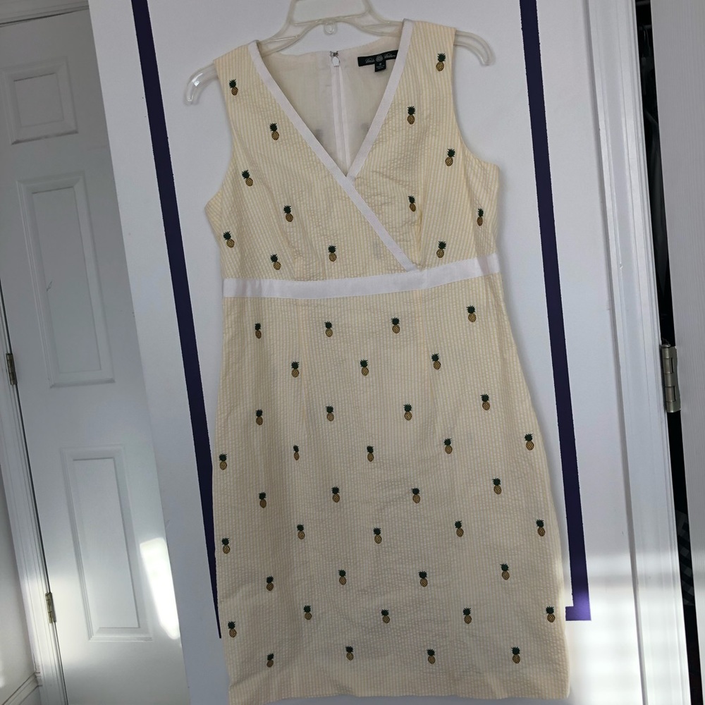 Yellow and White Seersucker Pineapple Dress